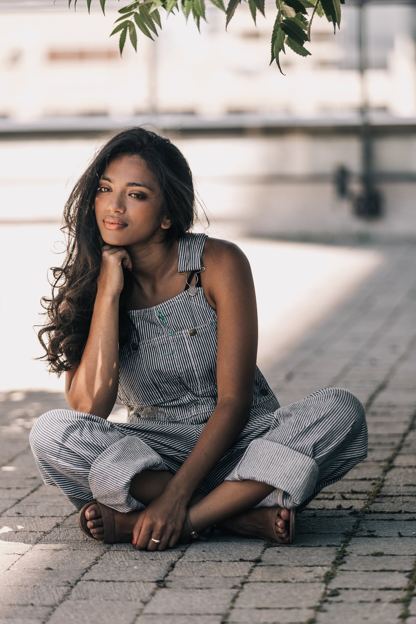 Salopette rayée femme